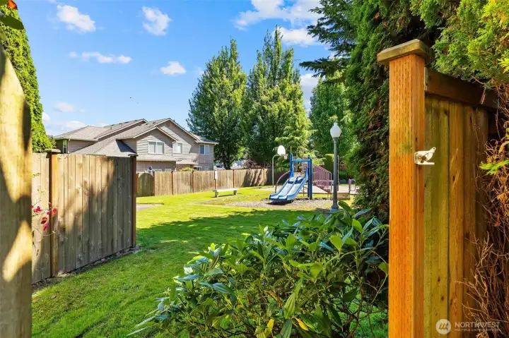 Backyard gate to park