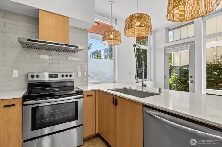A peninsula with seating in the kitchen A peninsula with seating in the kitchen