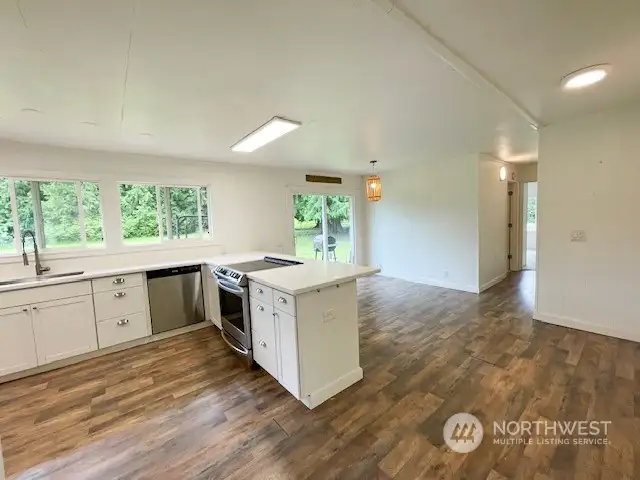 Eating Space off the Kitchen and Slider to Deck.