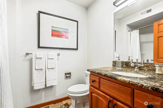 Upper-level full guest bathroom