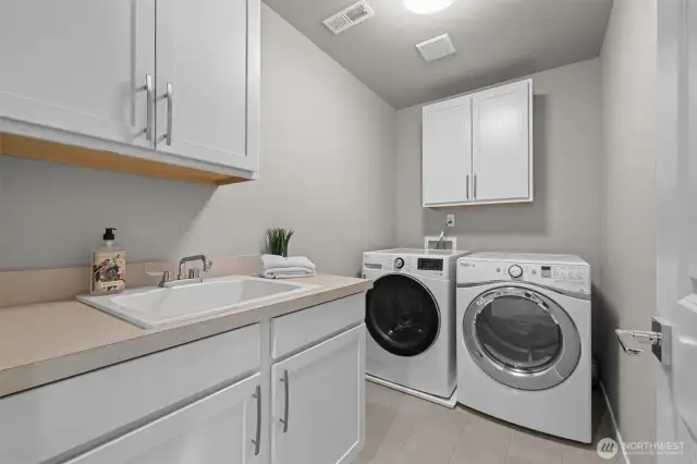 Conveniently located utility room on the upper level - all appliances stay