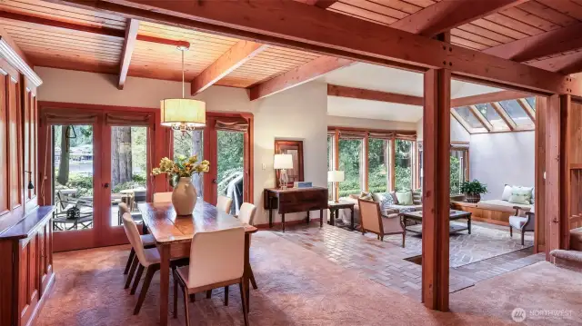 Enjoy wood beams and wood framed windows letting in abundant light.