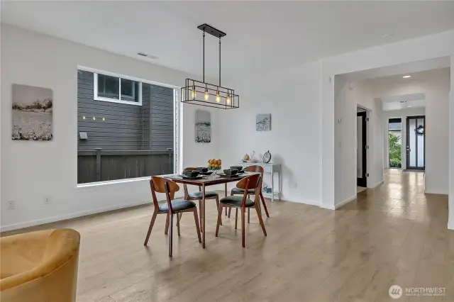 The dining area could easily accommodate a table for 10 or more.