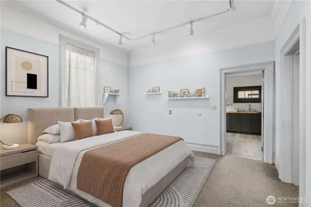 Virtually Staged Lower Level Bedroom
