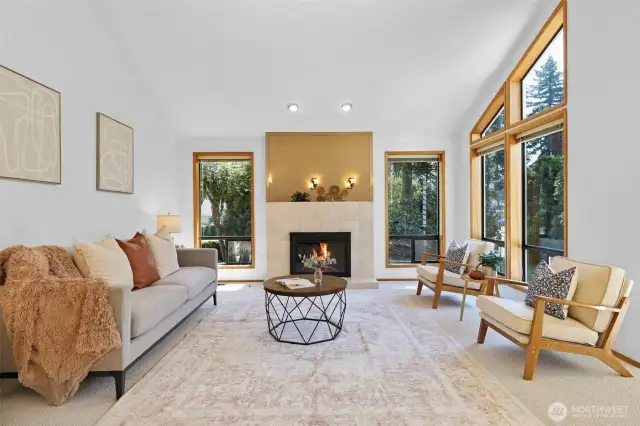 Enjoy the cozy gas fireplace.