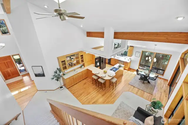 Look at the height of the ceilings and rich wooden beams.