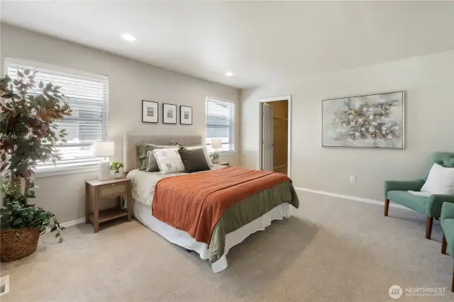 Primary suite with walk-in closet.