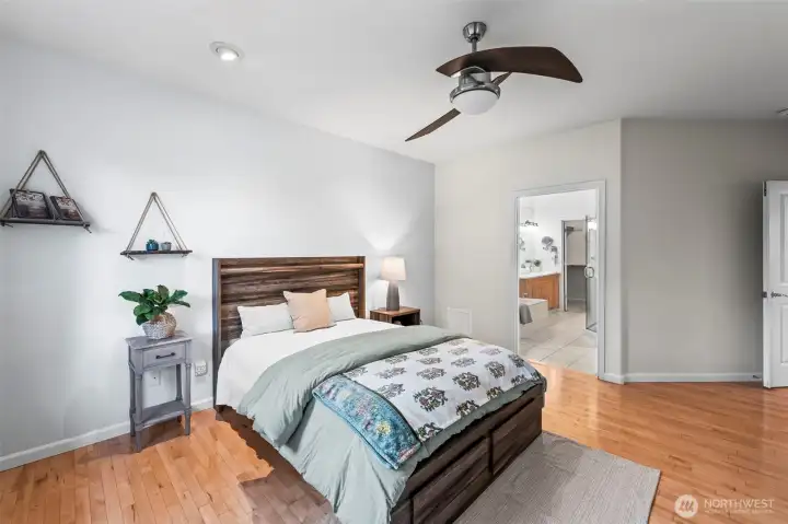 Bedroom leads to ensuite bath.