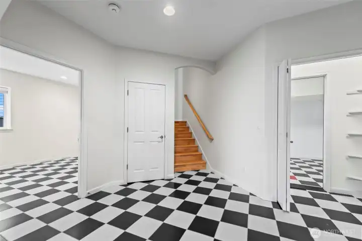 Basement leads to several flex spaces.