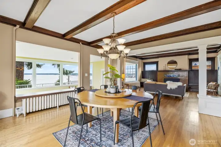 Expansive dining room with wonderful westerly and southerly views of Bellingham Bay and the islands.