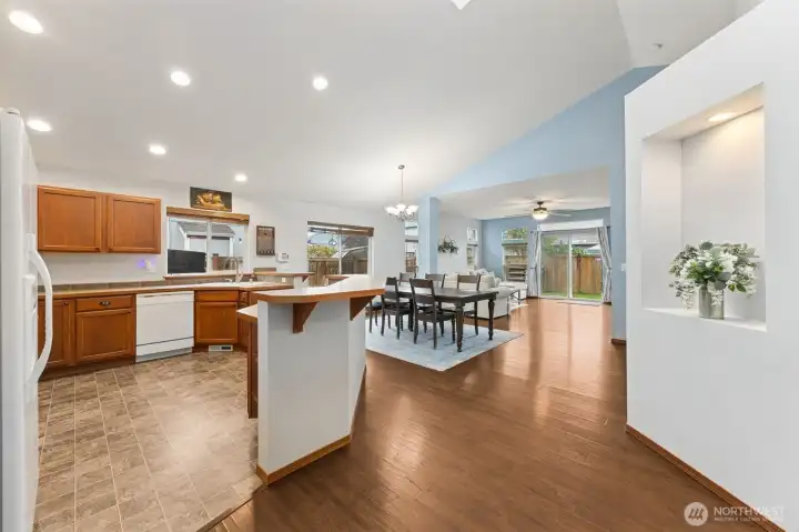 Kitchen and Living room upon entry!
