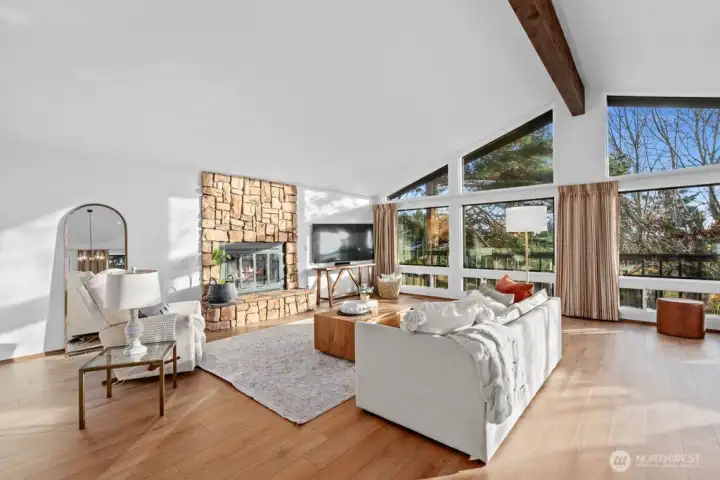 Huge living great room with vaulted ceiling