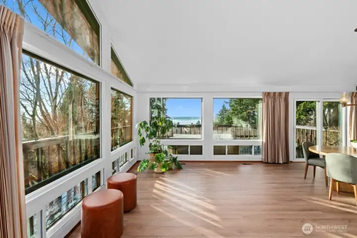 Wall of windows and all new flooring