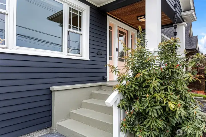 Front entry, covered porch