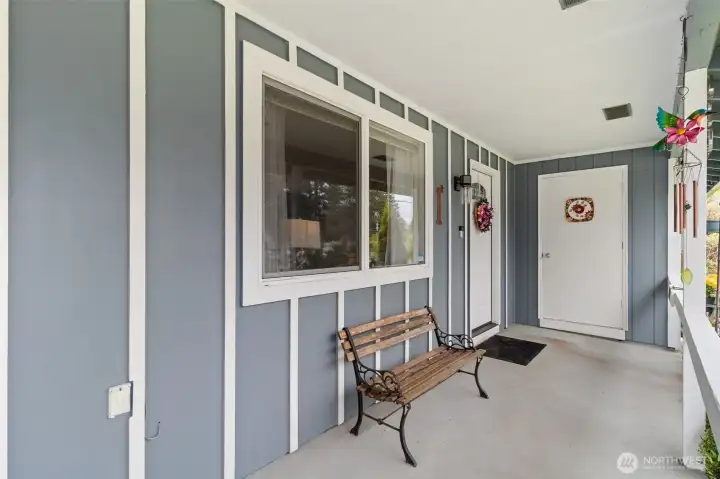 Storage shed by front door