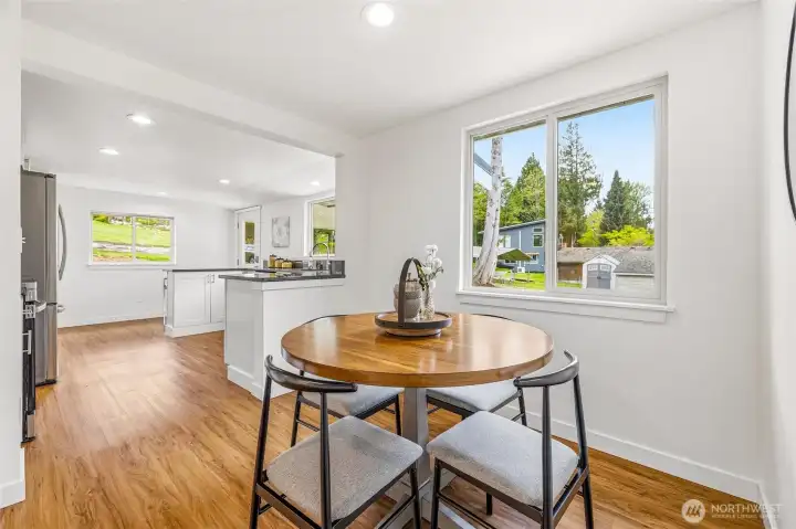 A nice dining area is just adjacent to the kitchen.