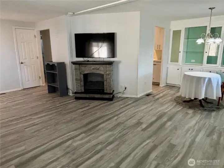 Electric fireplace in the living room.