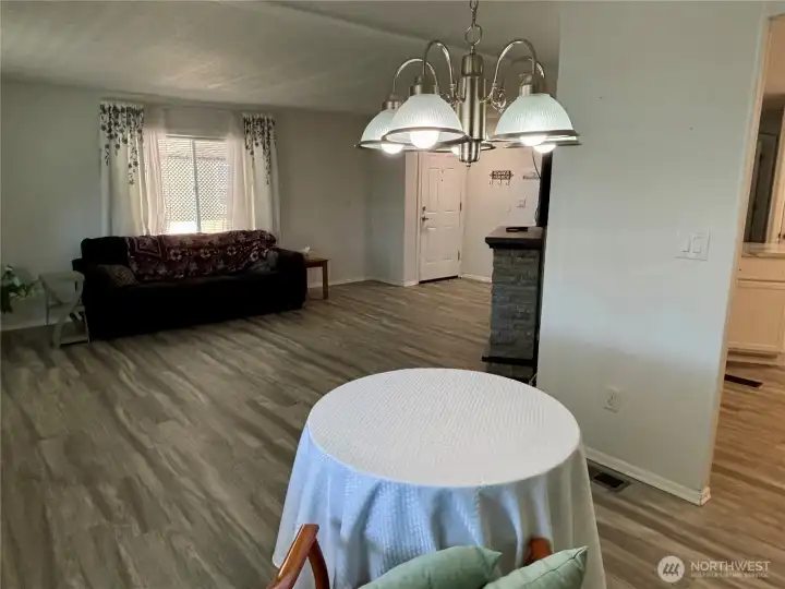 Looking into the living room from the dining room