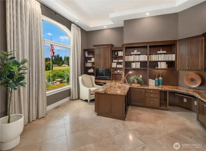 Office area with beautiful built ins~