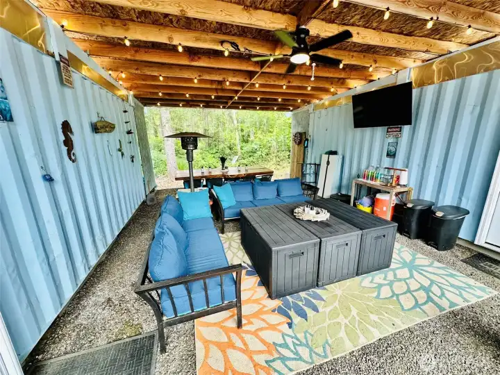Covered outdoor area between two shipping containers...all the storage you will ever need!