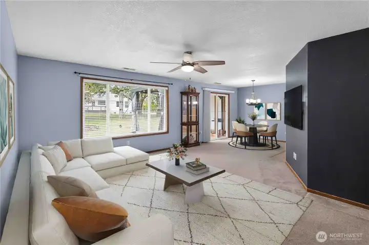 Living area virtually staged