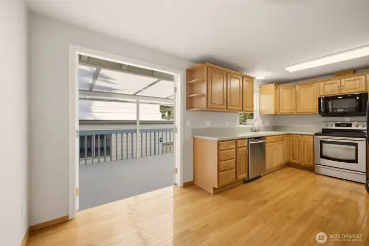 Direct deck access from the kitchen area