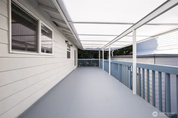 Deck offers stairs direct to the backyard