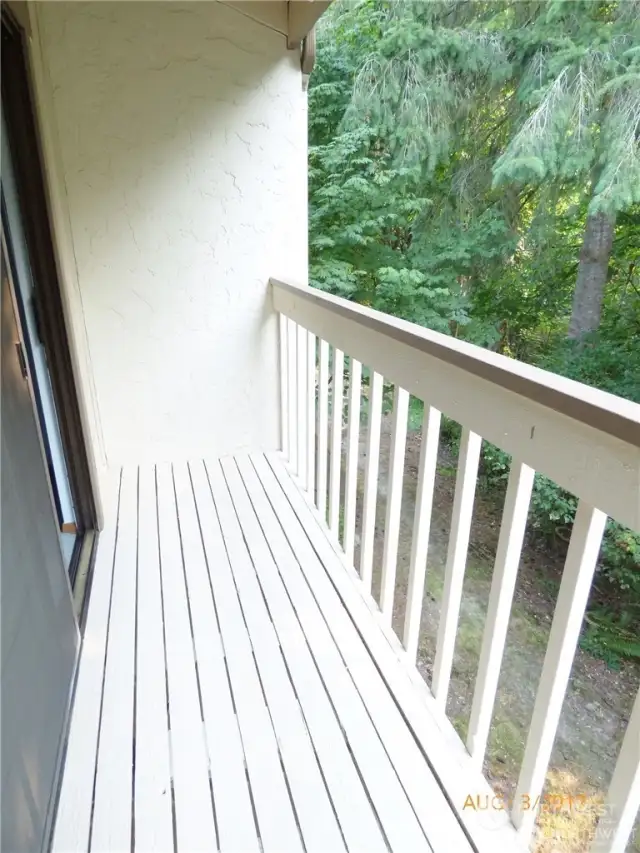 Deck off of the primary suite.    All photos from 2017 rental listing.