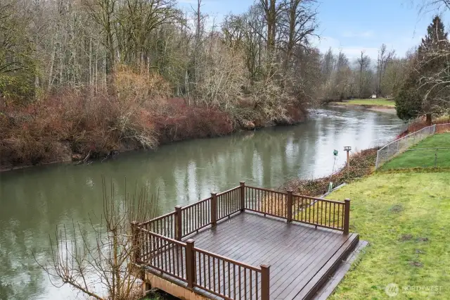 Enjoy picturesque river views right from the deck.