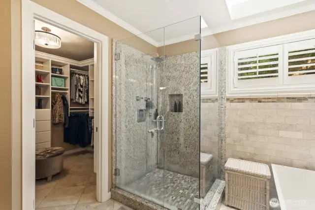 Primary shower with full glass enclosure