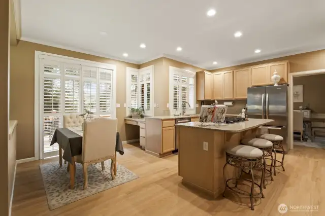 Eating nook and open kitchen