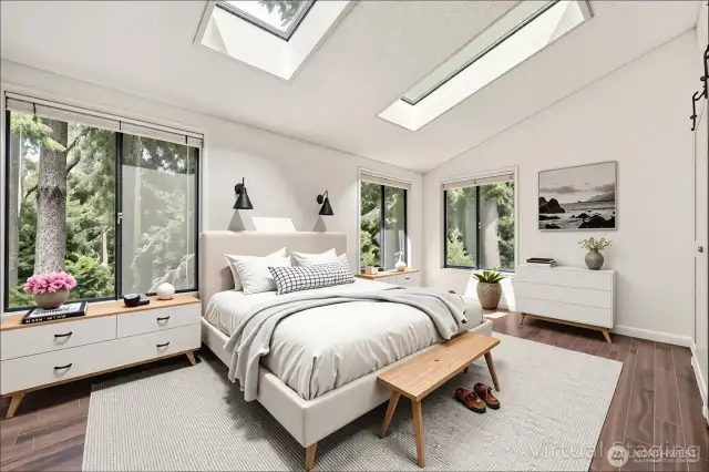 Virtually Decorated Bedroom  Fresh and Airy!