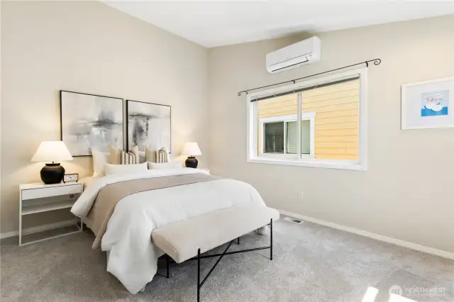 Spacious primary suite with mini split cooling