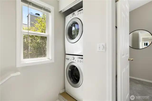Laundry is conveniently on upper level