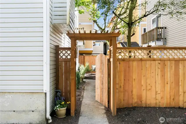 Brand new cedar entry gate into fully fenced yard