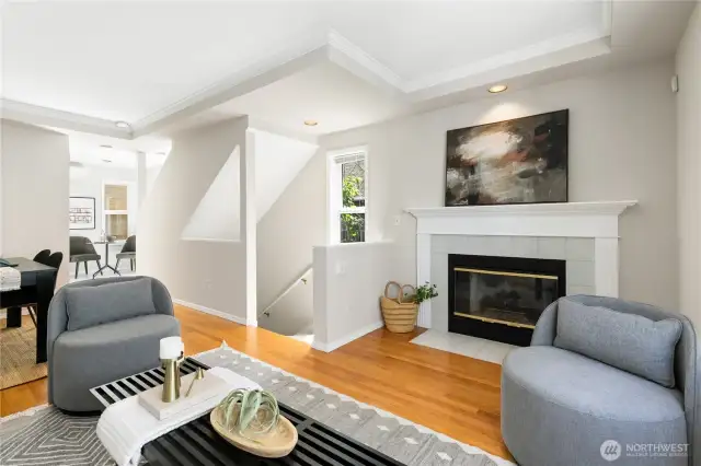 Sunny and bright main level with gleaming hardwoods