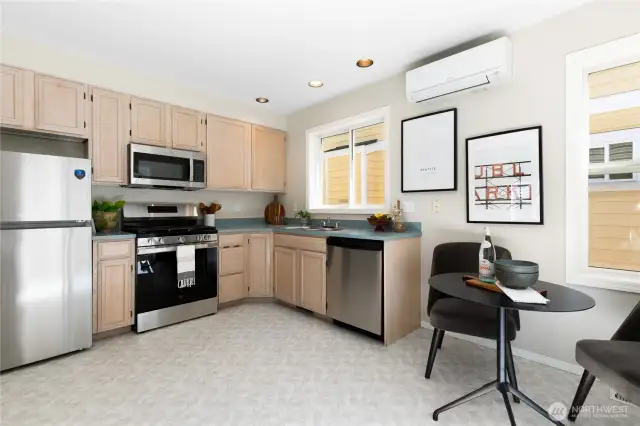 Brand new flooring throughout kitchen