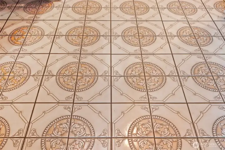 Character in the details: tiled medallion floors that bring timeless design to this home.