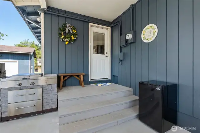 entrance to covered patio.