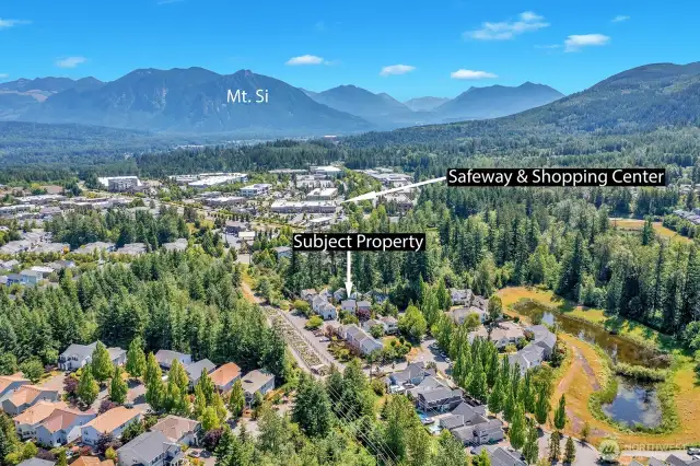 Aerial of home location and Snoqualmie Ridge