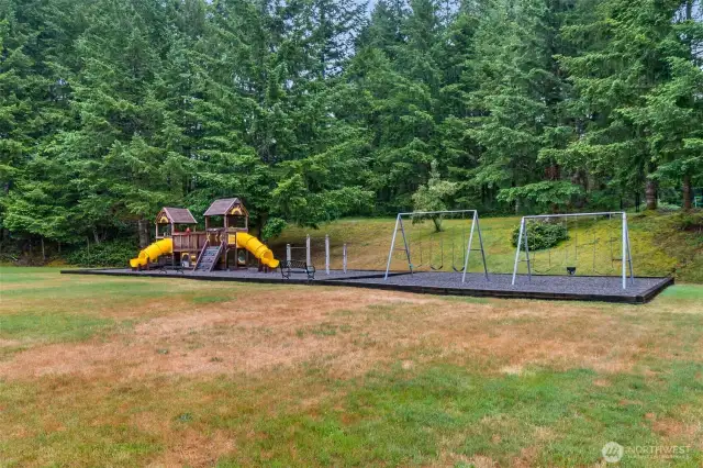 Community park has playground plus back stop & large field