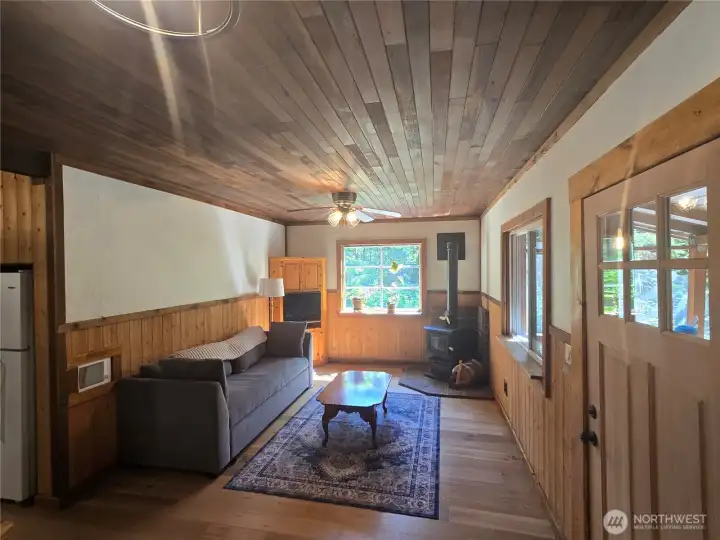 View of living room from dining room.