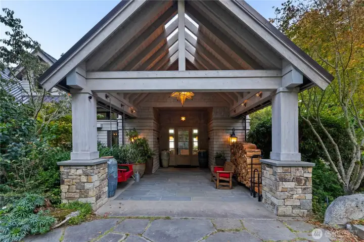 Main entrance from driveway facing west.