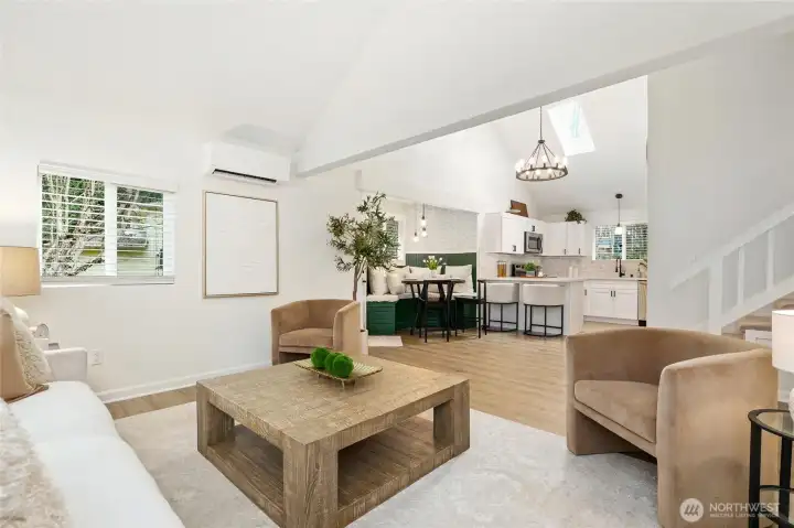 View of from living rm looking towards dining area and kitchen