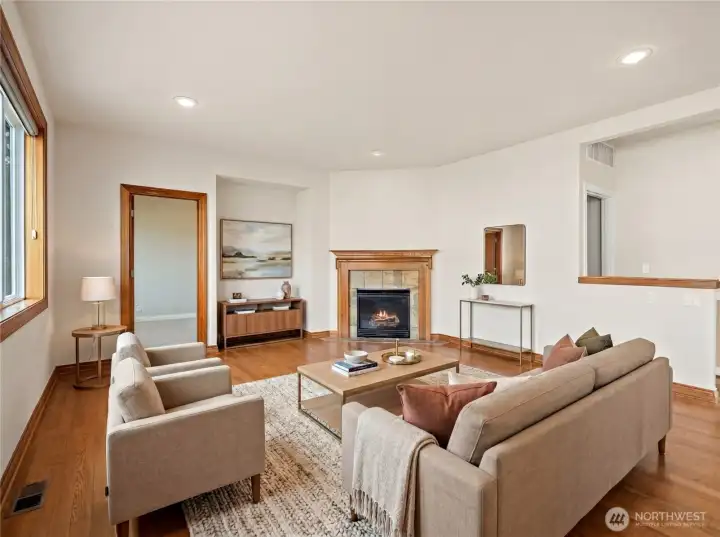 Family room. Virtually staged