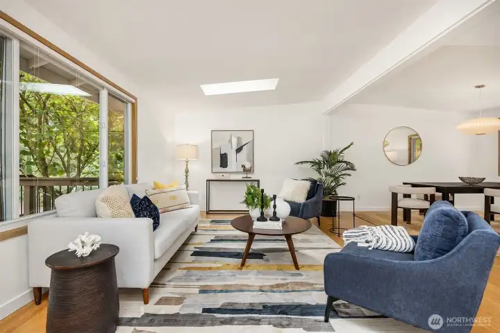 Staging recently removed; this shows the generous sized living room which can accommodate various furniture configurations.