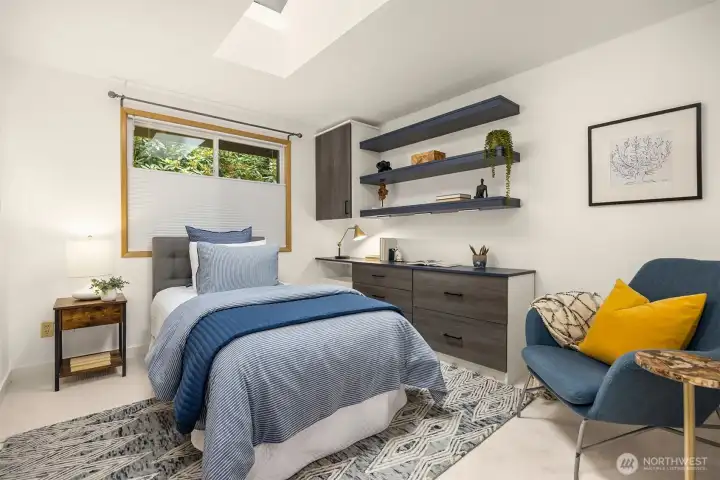 Bedroom #1 with built-ins; can be used as office/den.