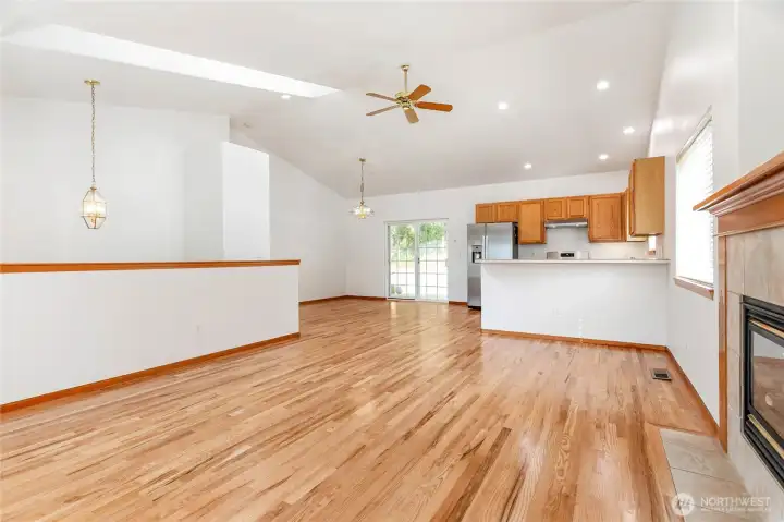 Beautfully refinished hardwood floors and new paint throughout make home warm and inviting