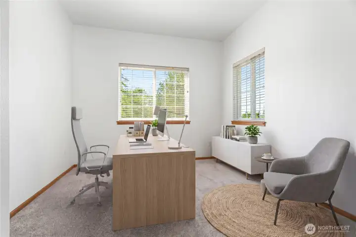 Virtually Staged - 2nd Bedroom has lots of natural light and makes a great office