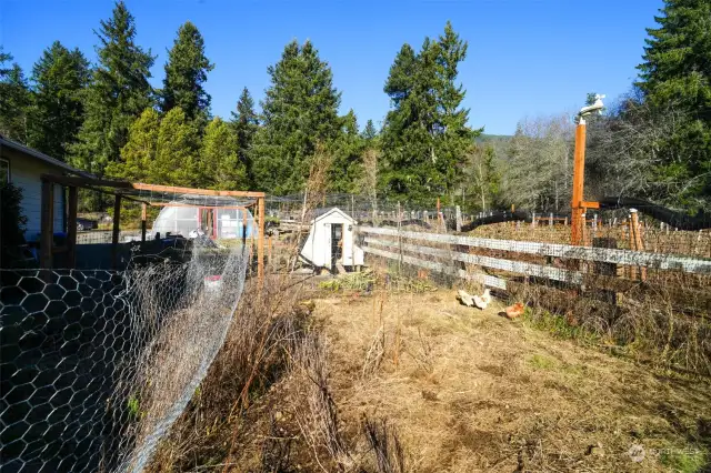 Chicken Coop with Secured Hen Run and Pasturing Areas